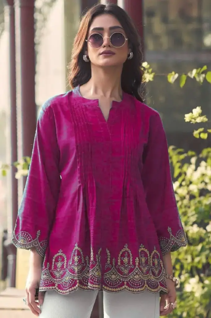 Rani Heavy Rayon Slub Short Length Kurti